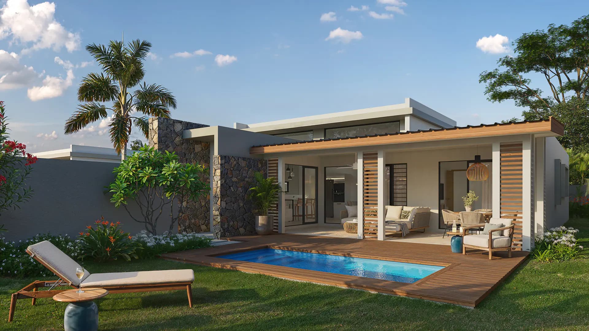Type A villa with pool, CGI