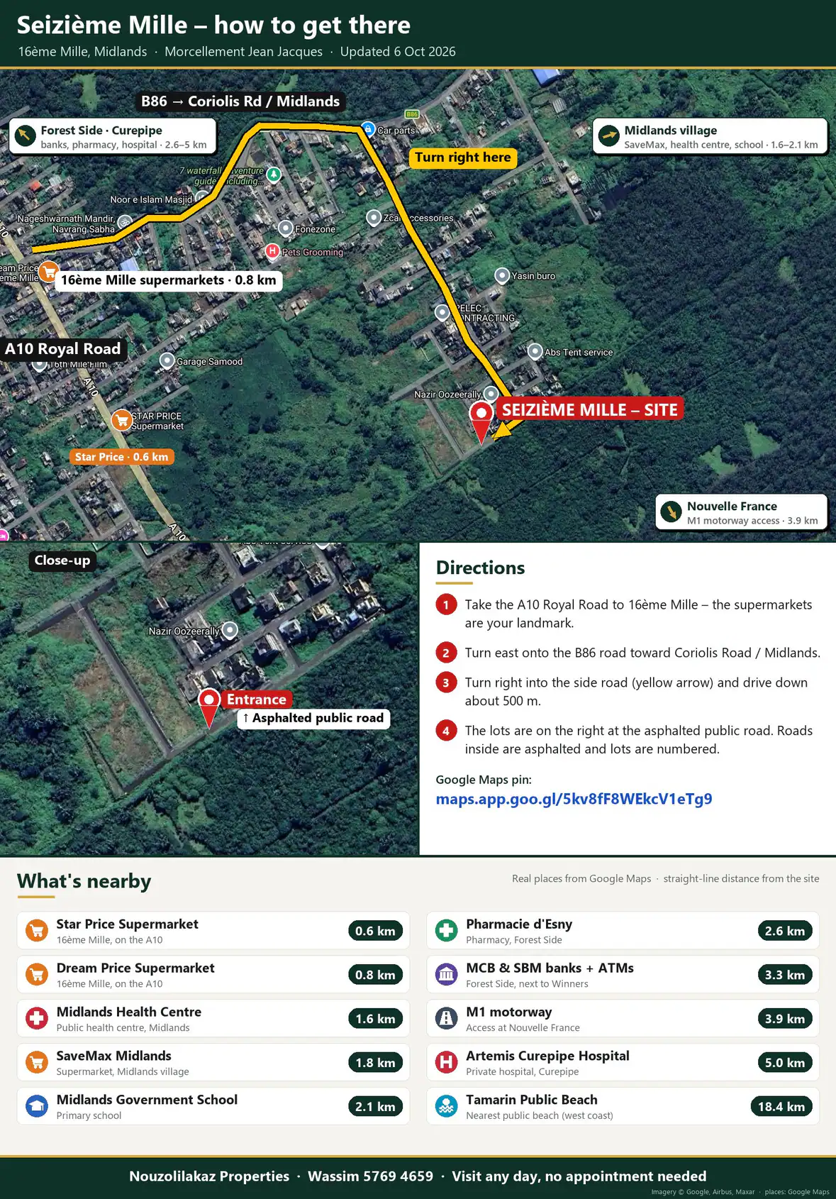 Map and directions to Seizième Mille