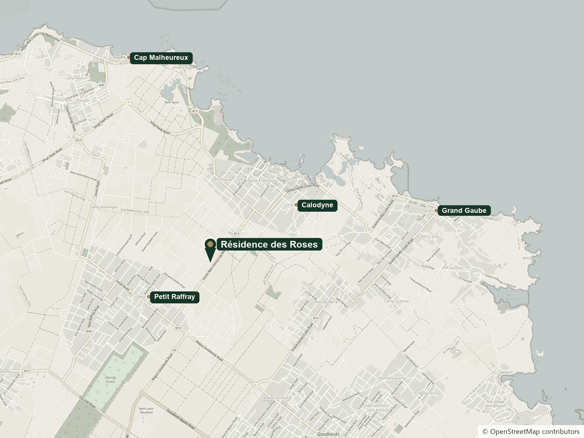 Location map: Résidence des Roses, Calodyne