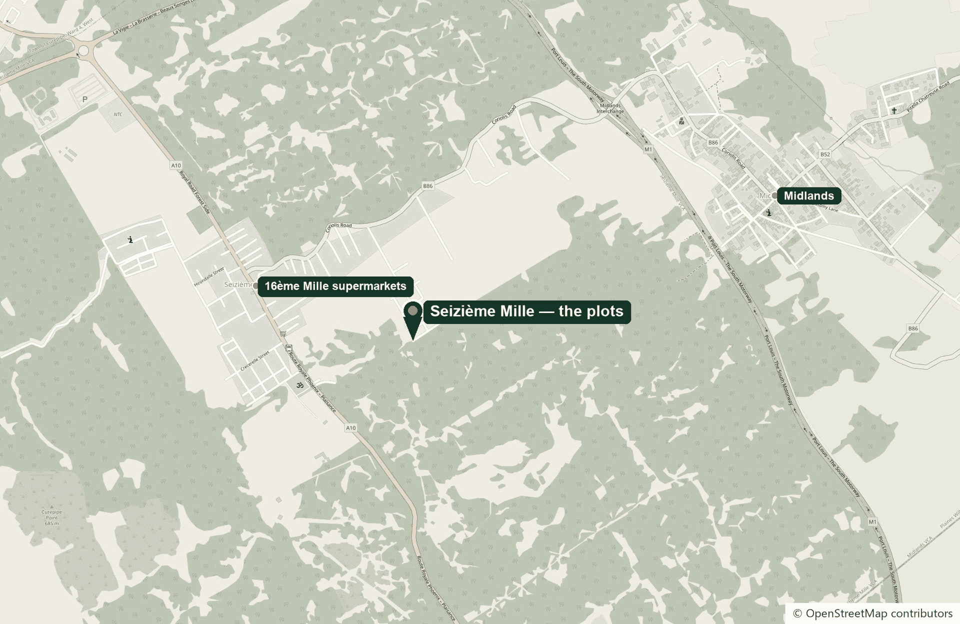 Location map: Seizième Mille, Midlands